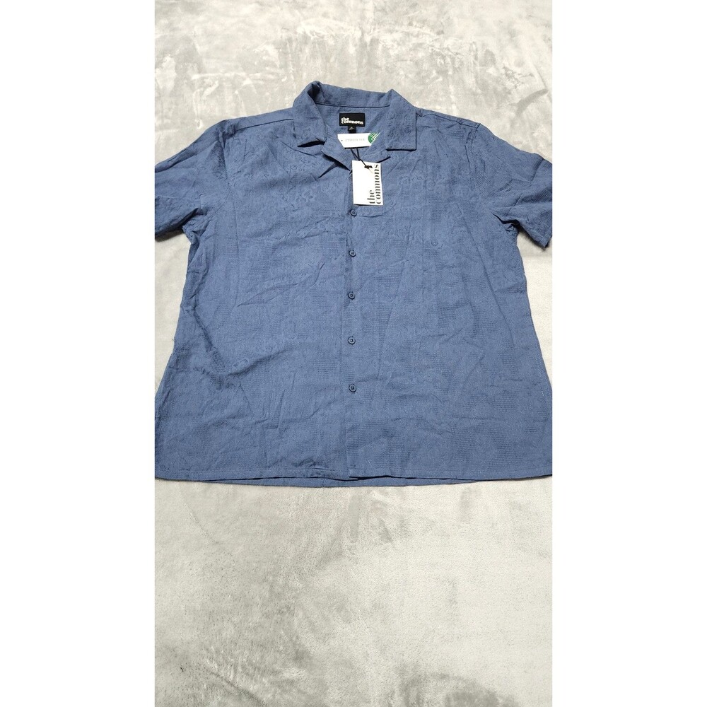 The Commons Men's XL Blue 100% Cotton Button Down Short‎ Sleeve Shirt NWT